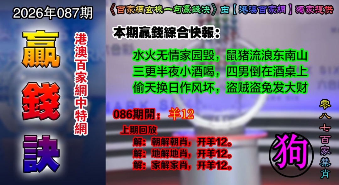 087期百家赢钱决[图]